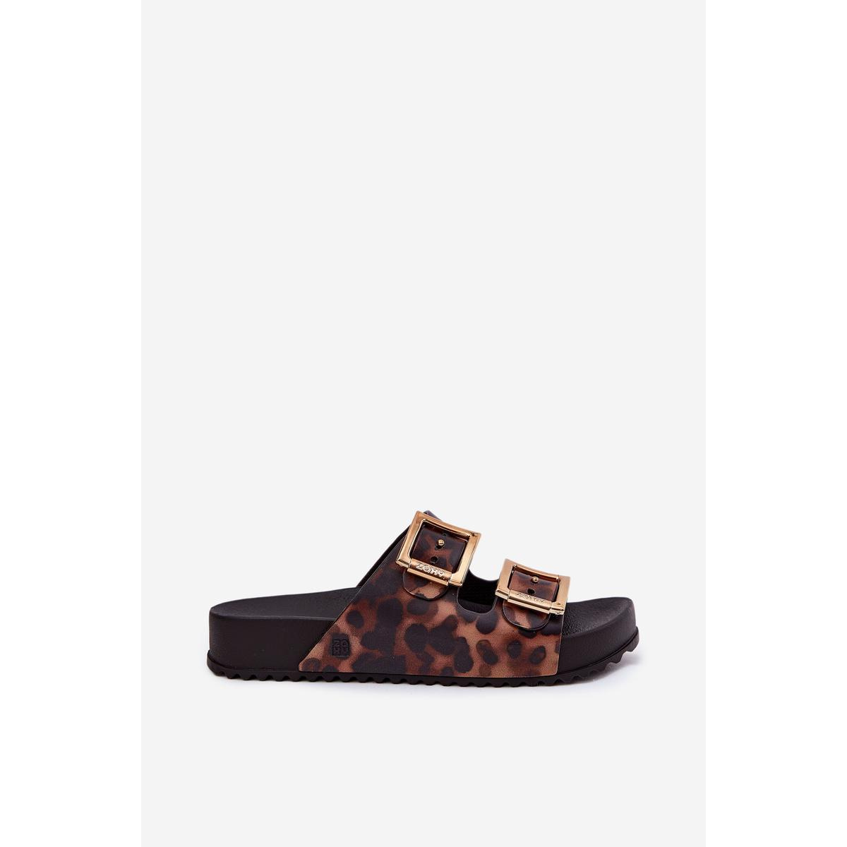 Voňavé Dámske Papuče S Prackami Leopardie Hnedé ZAXY RR285059 - Odtiene hnedej a béžovej