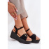 Dámske Sandále Na Klíne S Prackou Čierne Liniella - Čierna