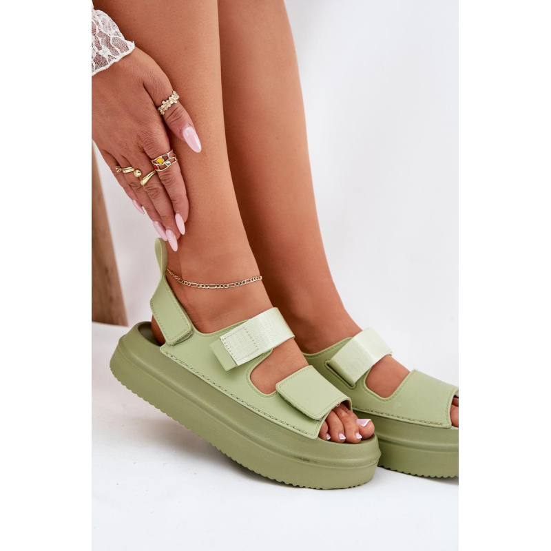 Dámske Sandále Na Platforme S Velcro Zelené Nitepira - Odtiene zelenej