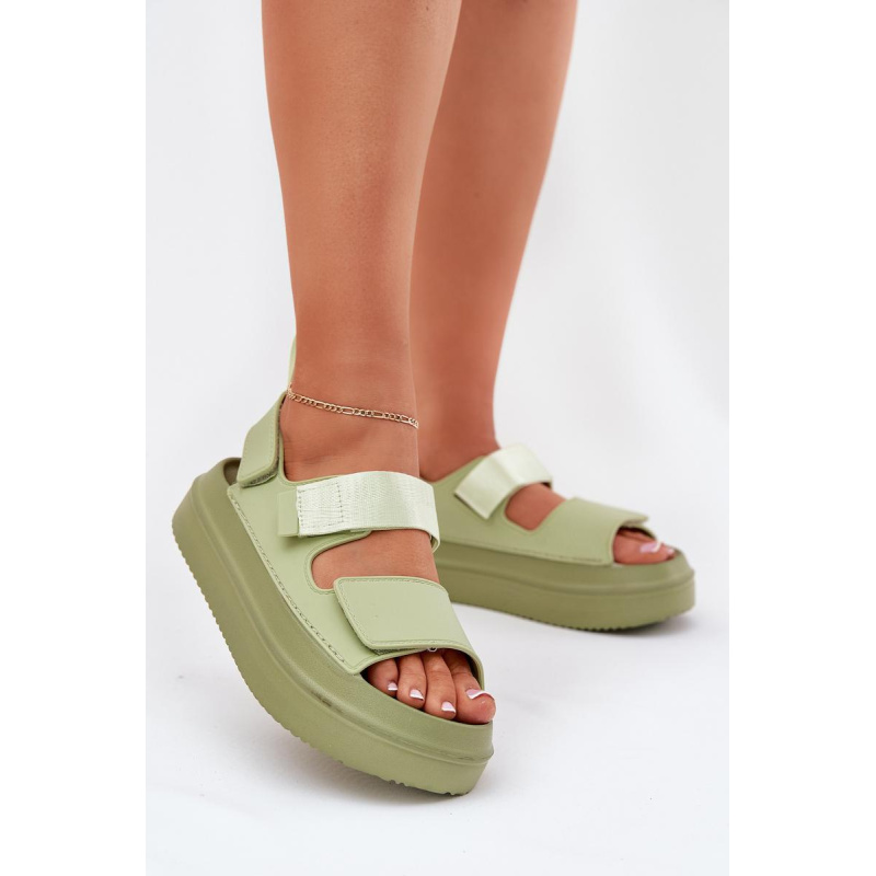 Dámske Sandále Na Platforme S Velcro Zelené Nitepira - Odtiene zelenej