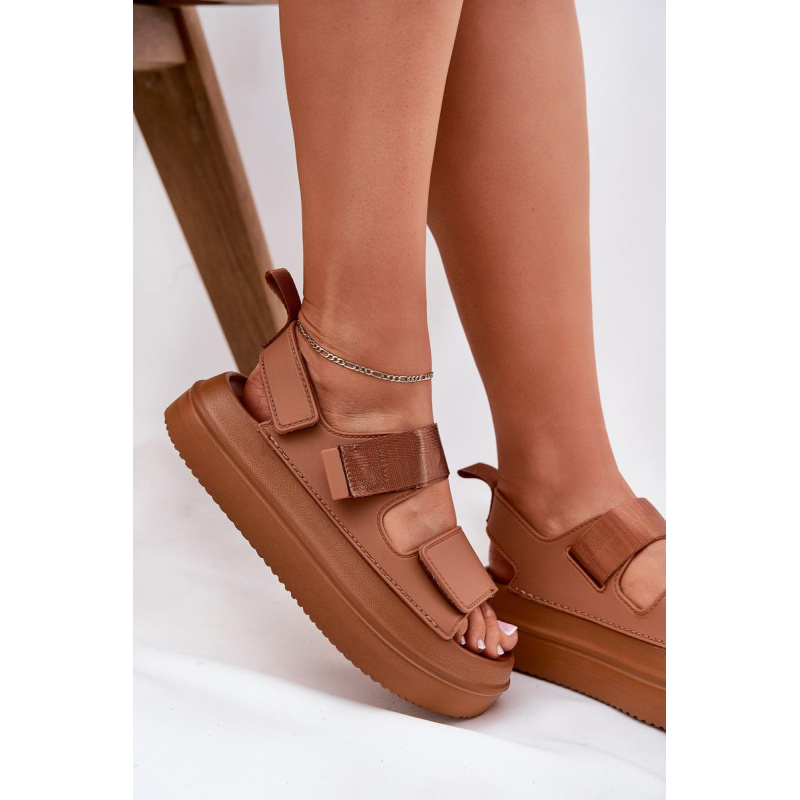 Dámske sandále na platforme so suchým zipsom Camel Nitepira - Odtiene hnedej a béžovej