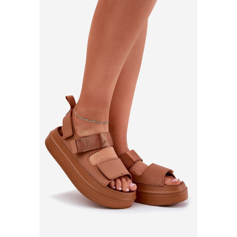 Dámske sandále na platforme so suchým zipsom Camel Nitepira - Odtiene hnedej a béžovej