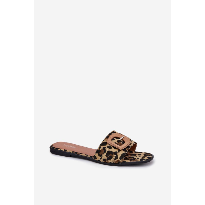 Platte Dámske Sandále S Dekoratívnou Prackou Leopard Clariola - Odtiene hnedej a béžovej