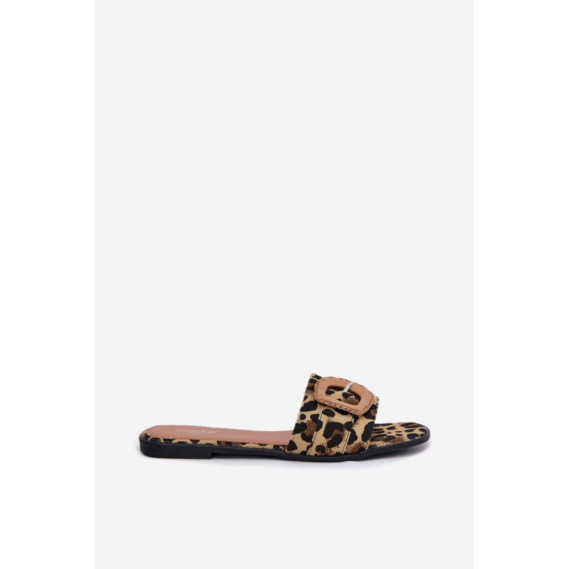 Platte Dámske Sandále S Dekoratívnou Prackou Leopard Clariola - Odtiene hnedej a béžovej