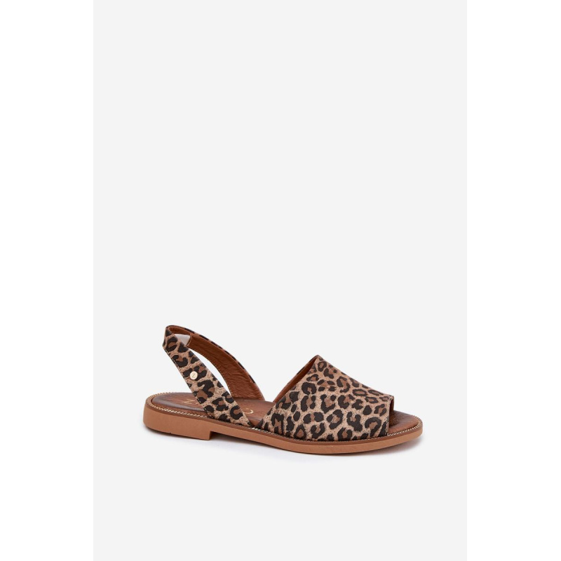 Zazoo 40327 Kožené Nazúvacie Sandále Leopard - Odtiene hnedej a béžovej
