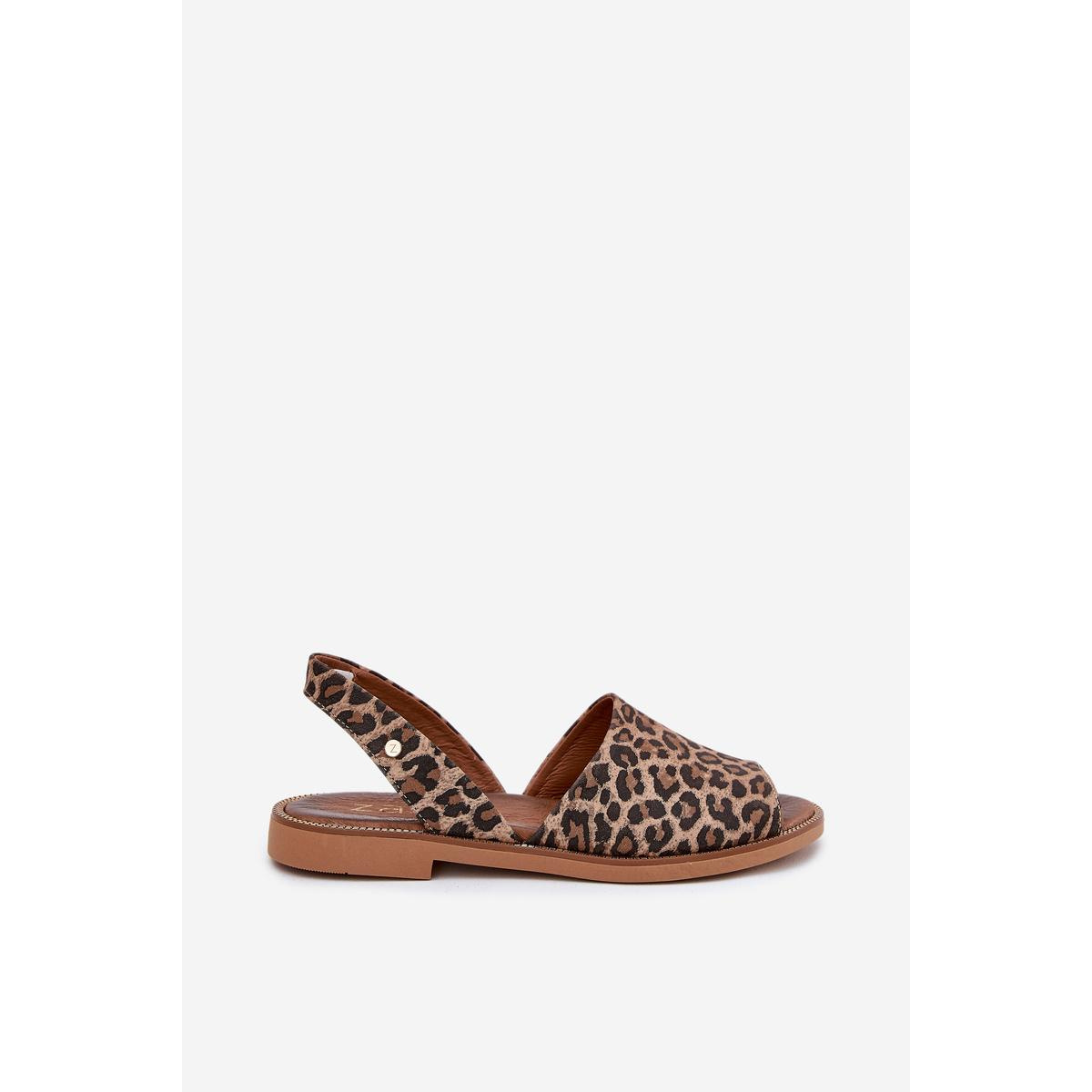 Zazoo 40327 Kožené Nazúvacie Sandále Leopard - Odtiene hnedej a béžovej