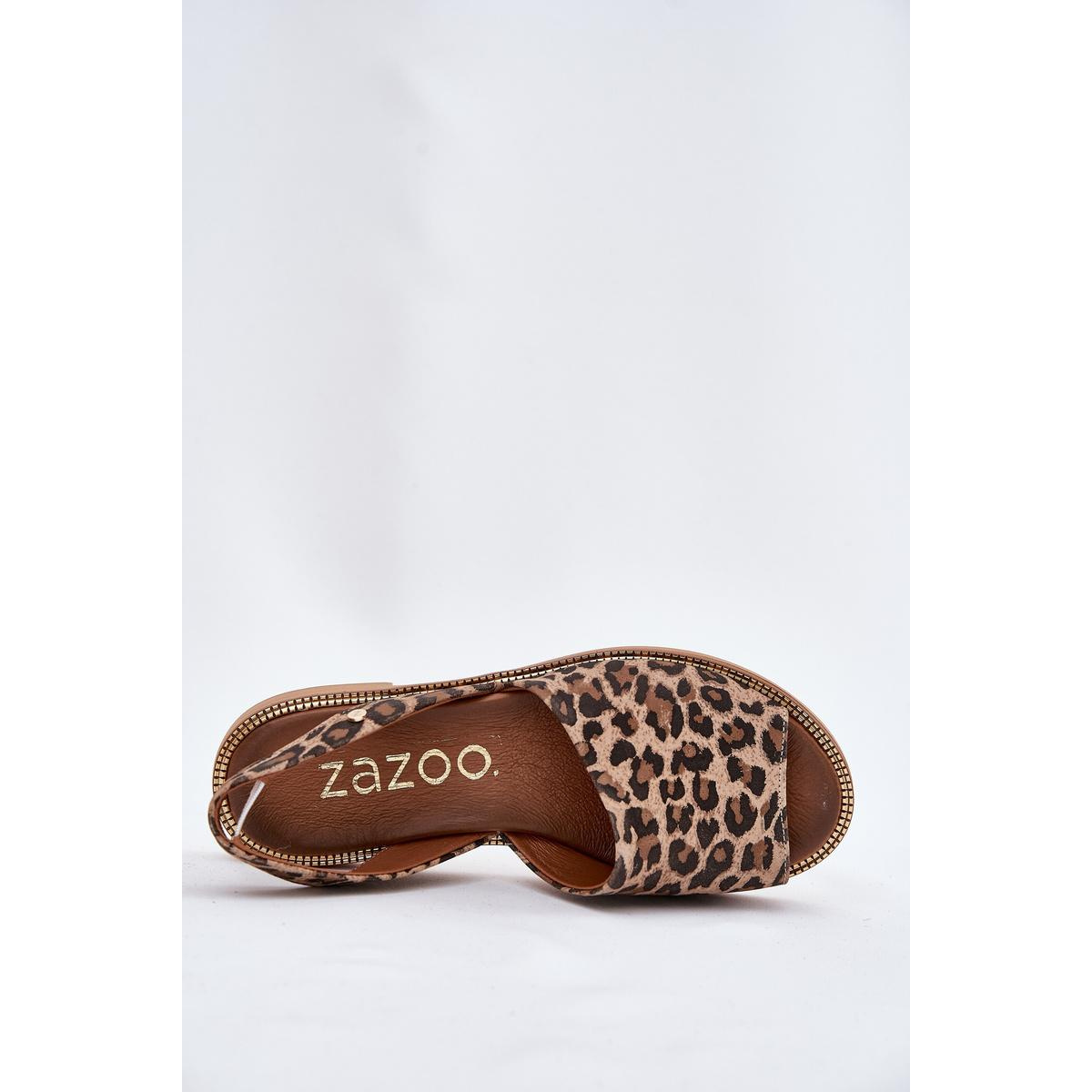 Zazoo 40327 Kožené Nazúvacie Sandále Leopard - Odtiene hnedej a béžovej