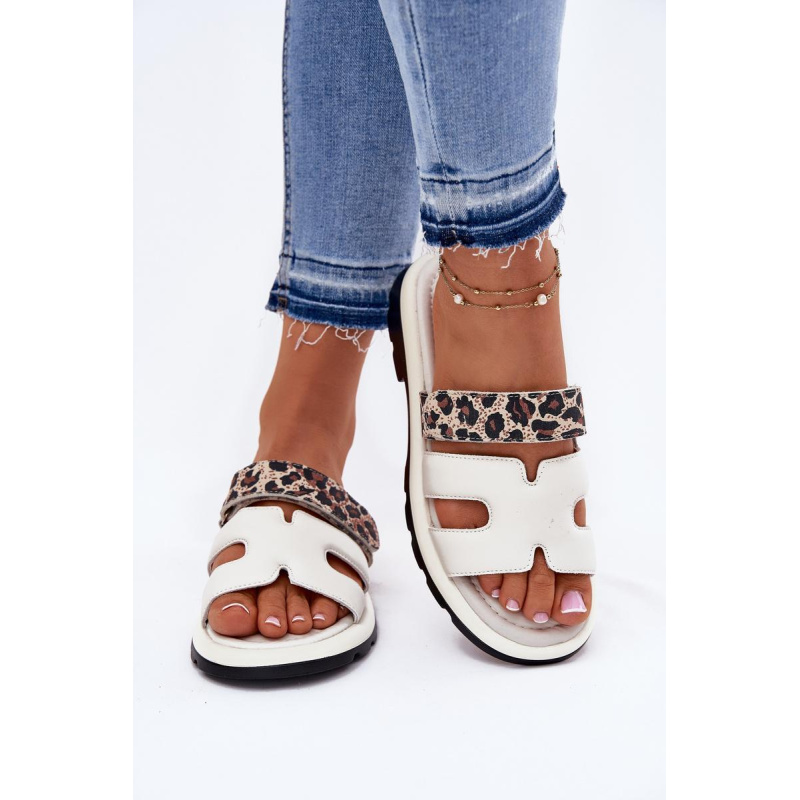 Dámske Kožené Sandále S Velcro Leopard Vinceza 66769 Svetlo Béžové - Béžová