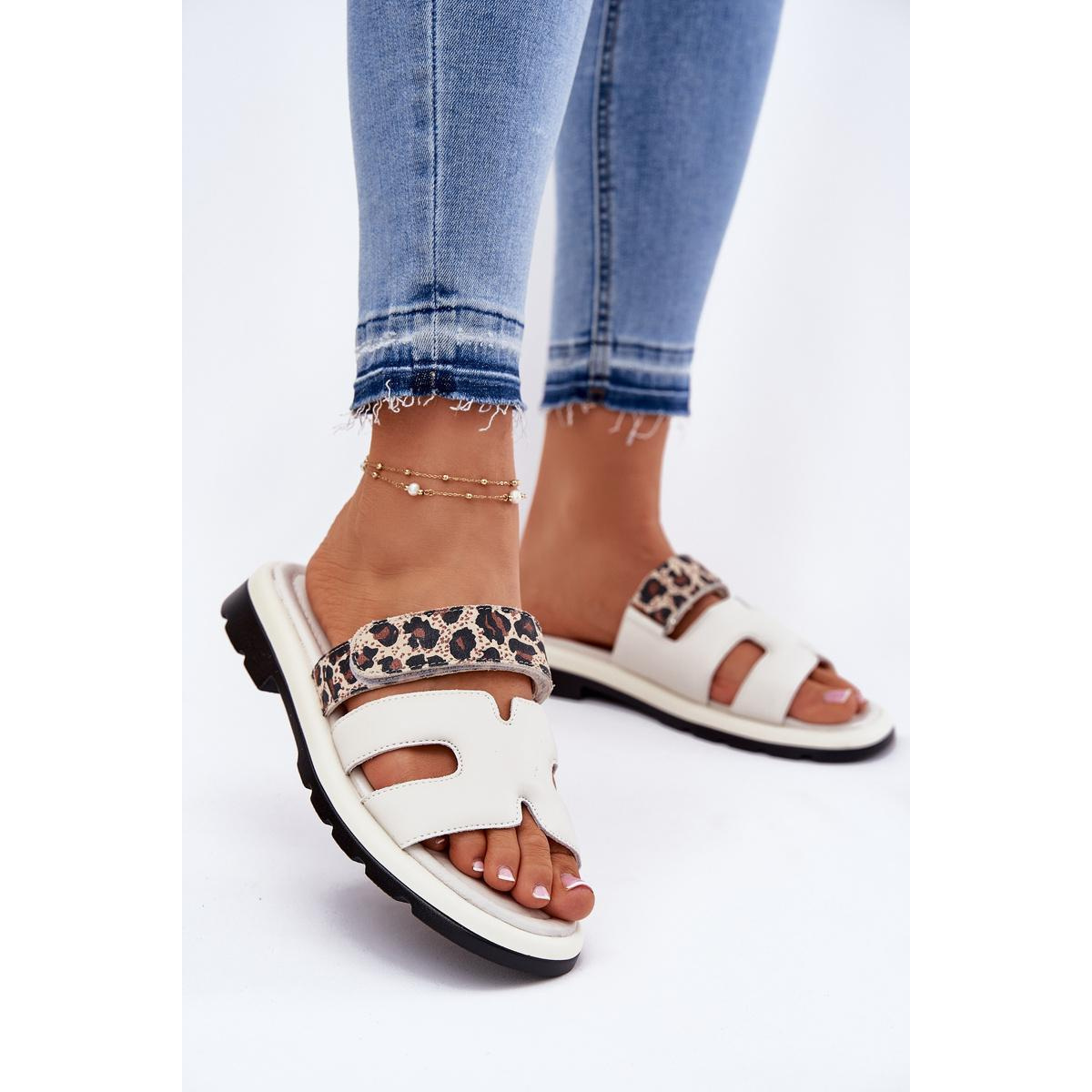 Dámske Kožené Sandále S Velcro Leopard Vinceza 66769 Svetlo Béžové - Béžová