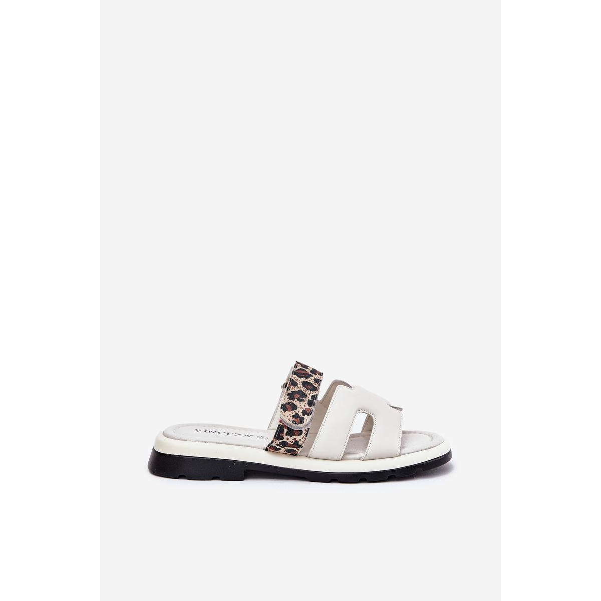 Dámske Kožené Sandále S Velcro Leopard Vinceza 66769 Svetlo Béžové - Béžová