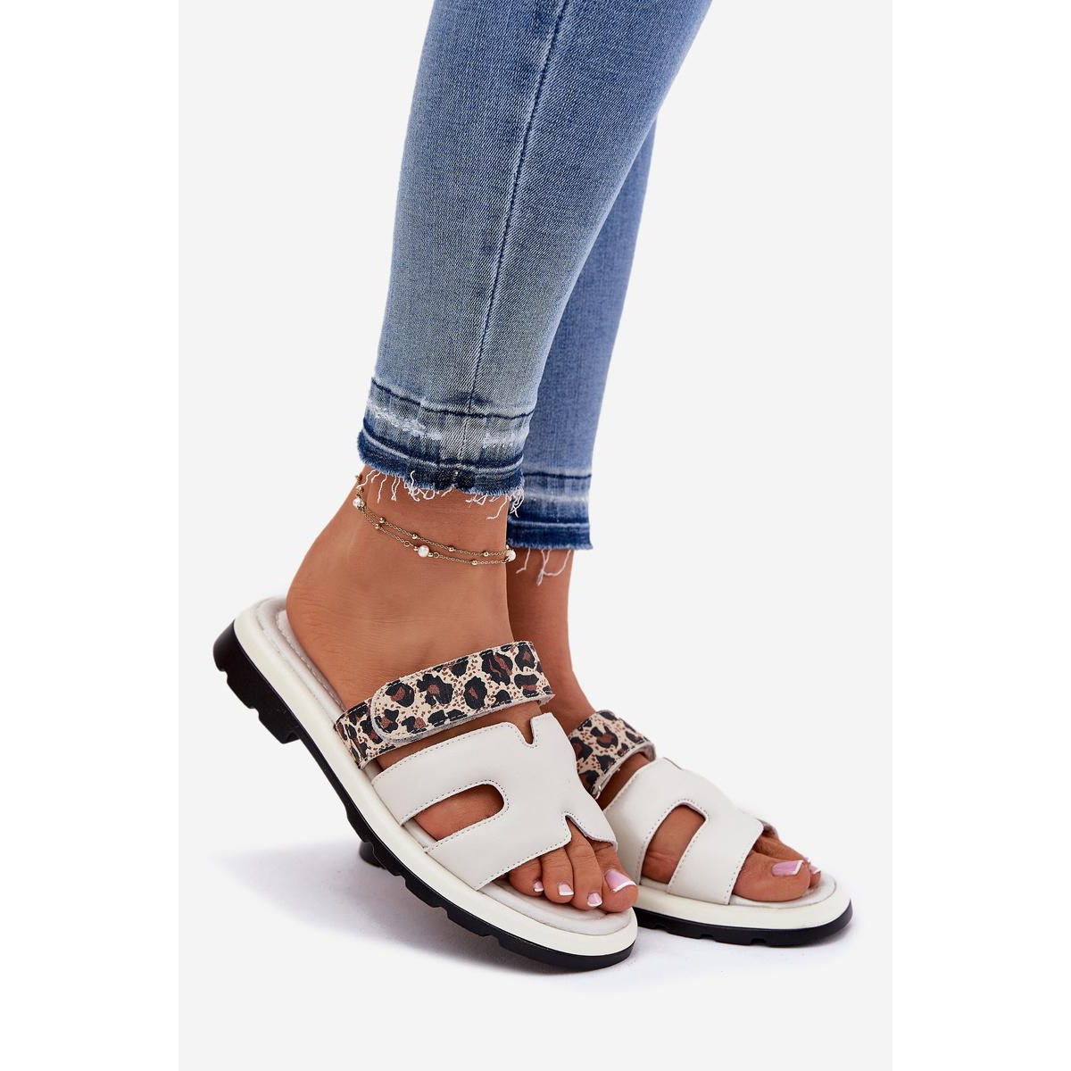 Dámske Kožené Sandále S Velcro Leopard Vinceza 66769 Svetlo Béžové - Béžová