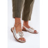 Elegantné sandále s ozdobou na plochom podpätku S.Barski KV51-003 strieborné - Srebrny