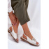Elegantné sandále s ozdobou na plochom podpätku S.Barski KV51-003 strieborné - Srebrny