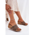 Zazoo 40289 Kožené Dámske Šľapky Na Korkovom Opätku Leopard - Odtiene hnedej a béžovej