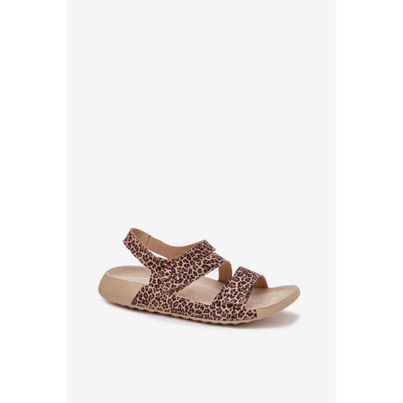 Dámske Kožené Sandále Zazoo K1004 Leopard - Odtiene hnedej a béžovej
