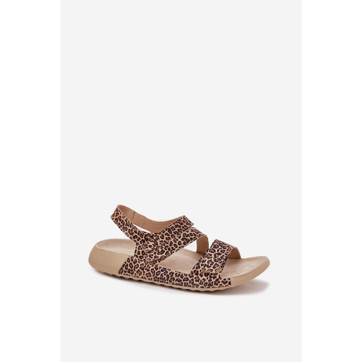 Dámske Kožené Sandále Zazoo K1004 Leopard - Odtiene hnedej a béžovej