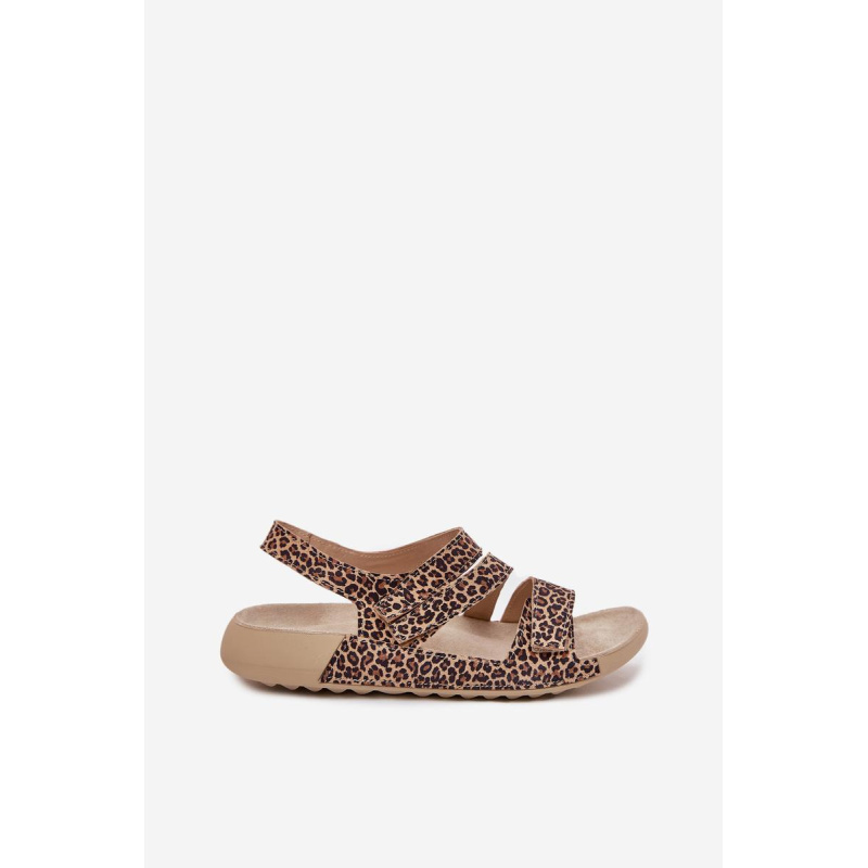 Dámske Kožené Sandále Zazoo K1004 Leopard - Odtiene hnedej a béžovej