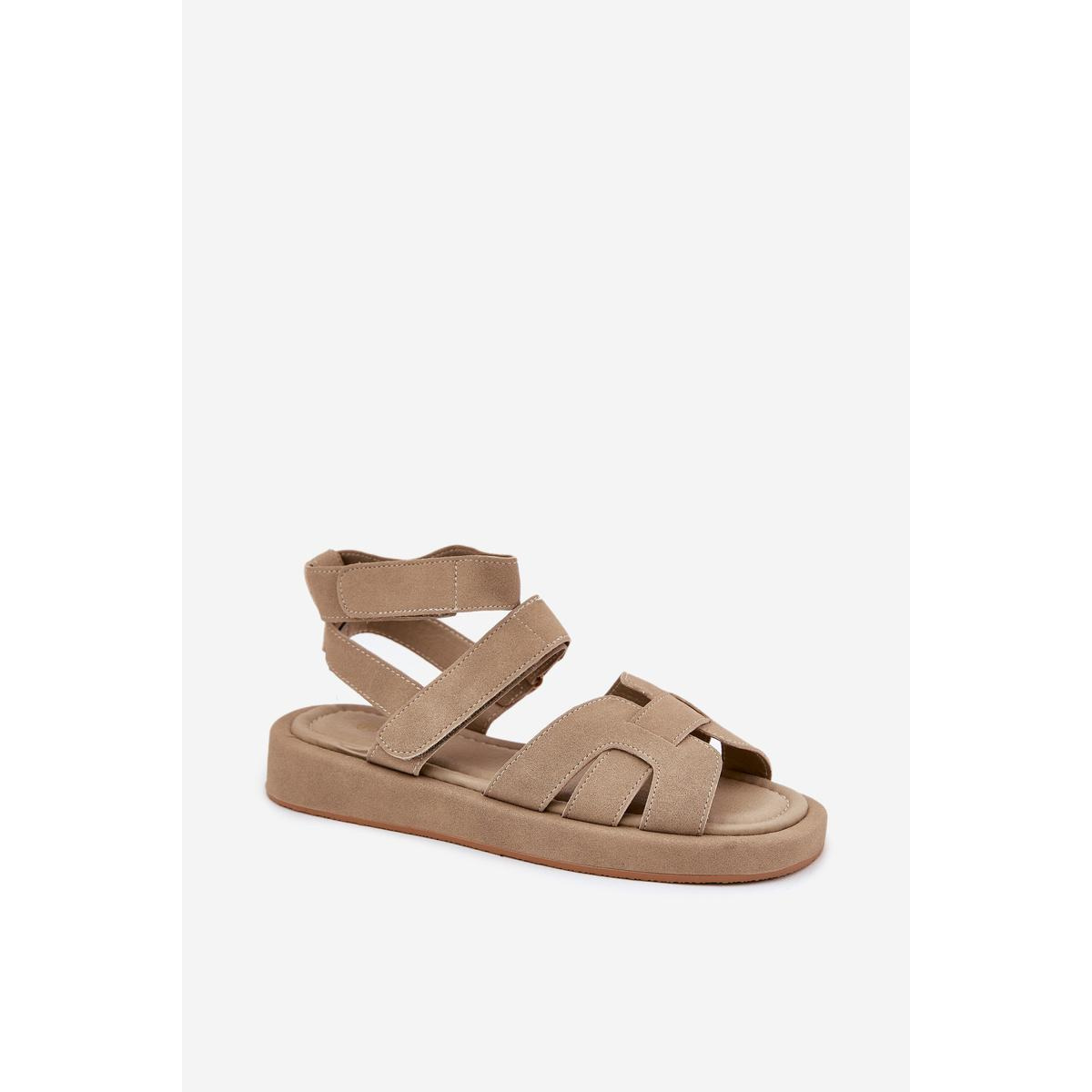 Dámske Sandále S Velcro Khaki Uvissa - Béžová
