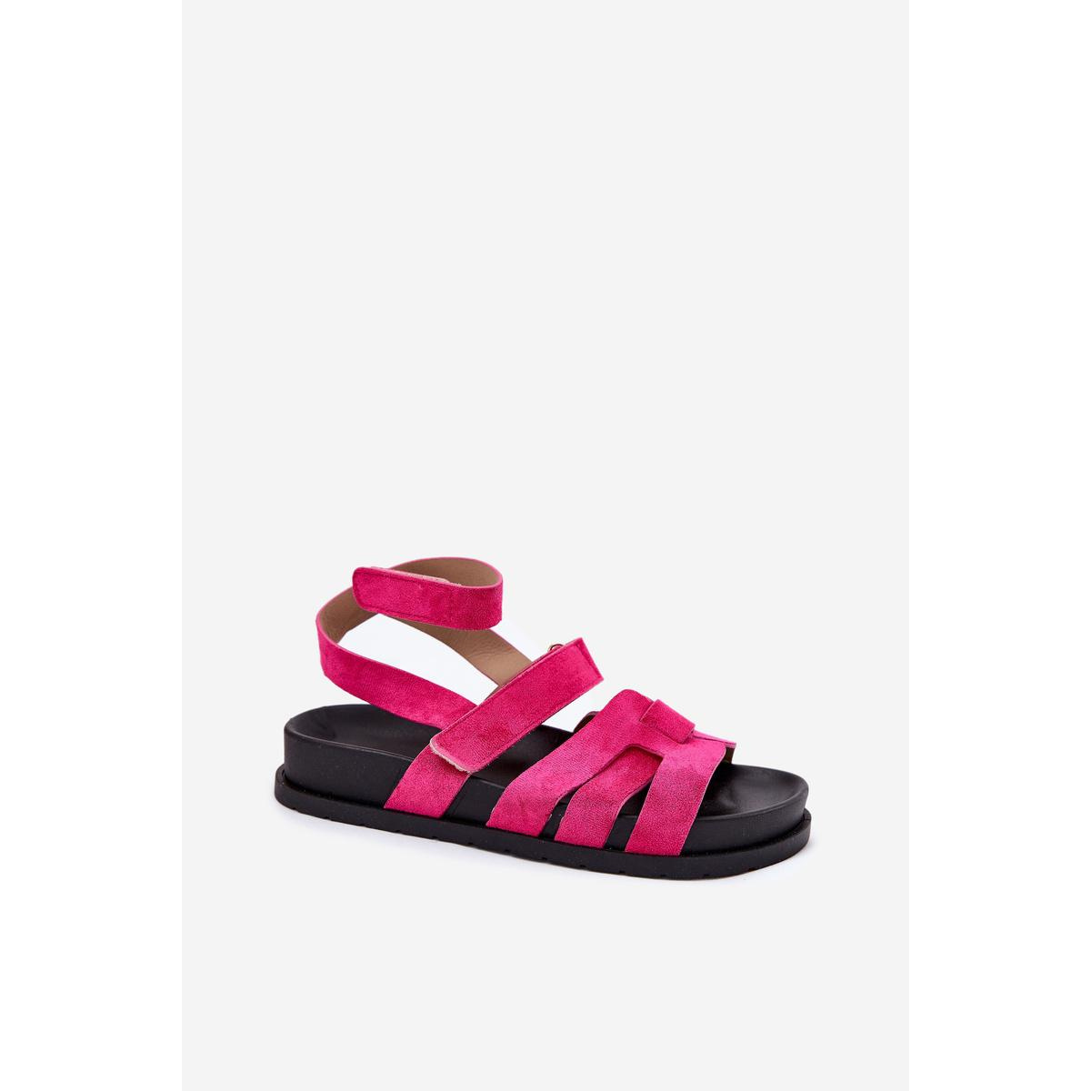 Eko Semišové Dámske Sandále S Velcro Fuchsie Valpera - Odtiene ružovej