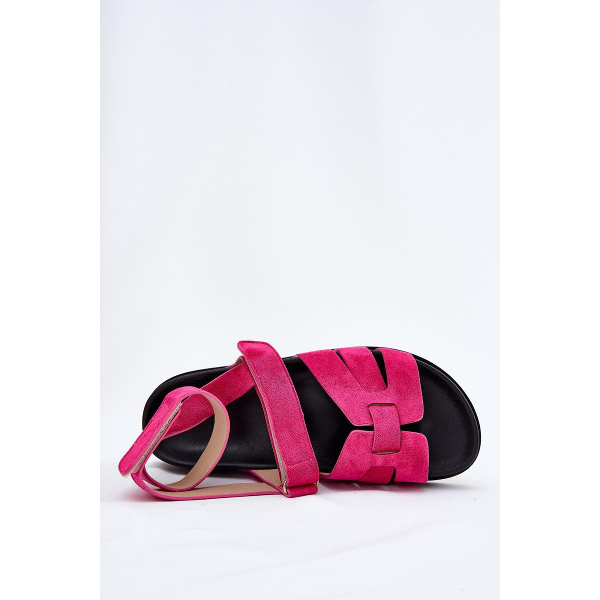 Eko Semišové Dámske Sandále S Velcro Fuchsie Valpera - Odtiene ružovej
