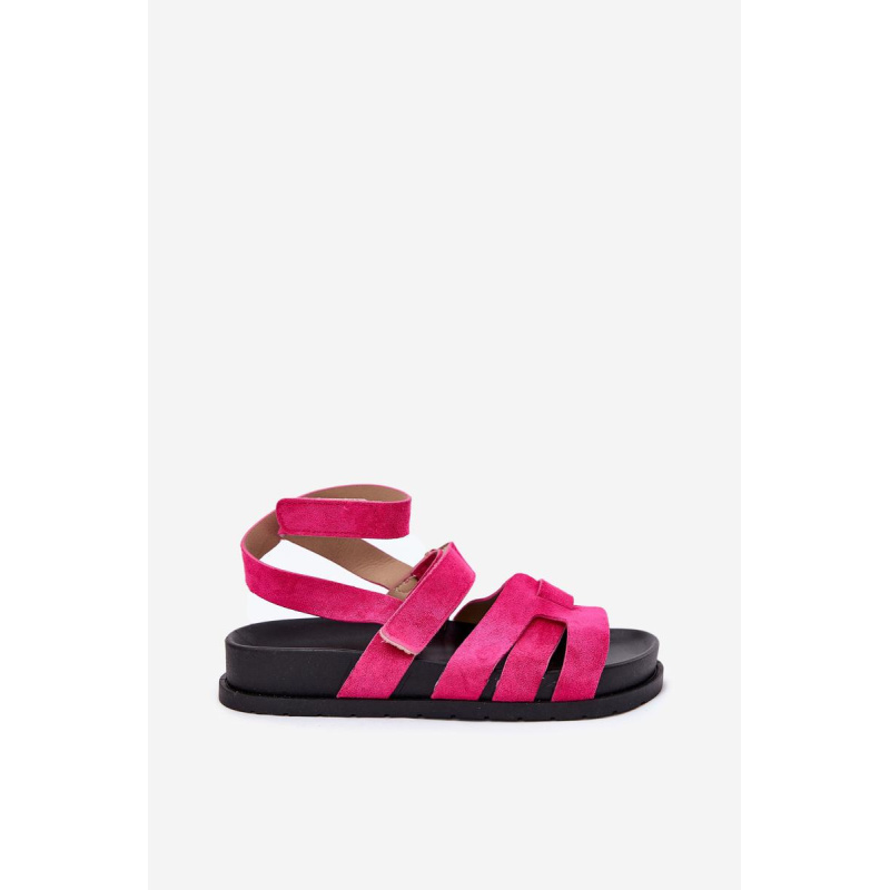 Eko Semišové Dámske Sandále S Velcro Fuchsie Valpera - Odtiene ružovej