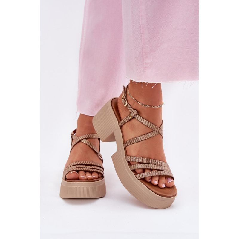Dámske kožené sandále Maciejka 06990-25 zlaté - Zlatá