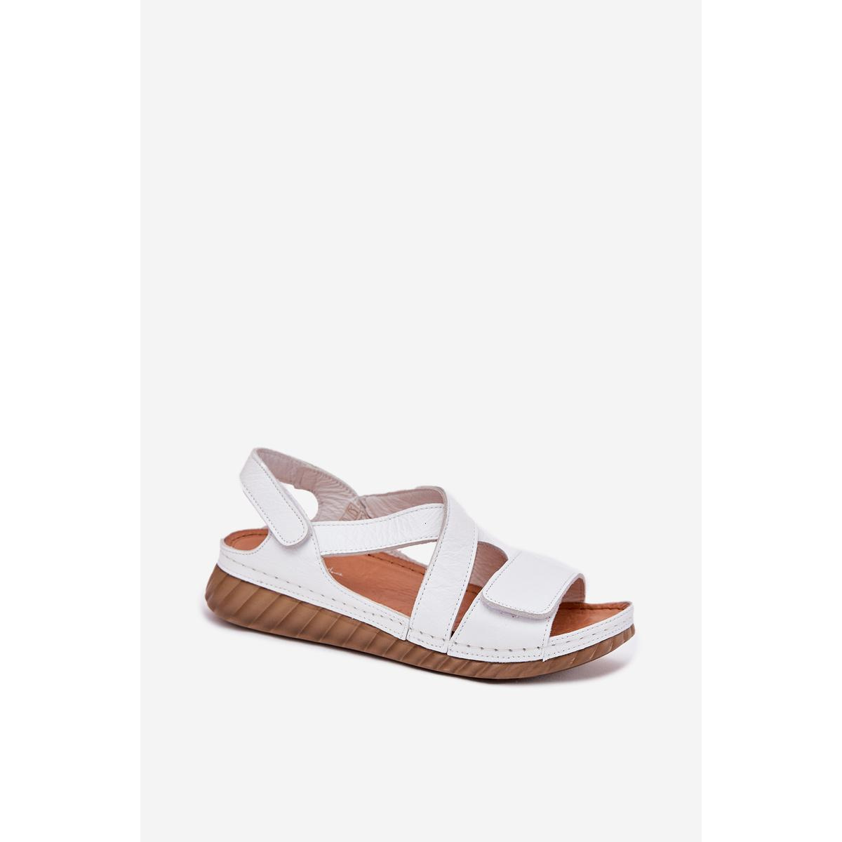 Dámske Kožené Sandále Na Suchý Zips Maciejka L6848-11 Bielé - Biela