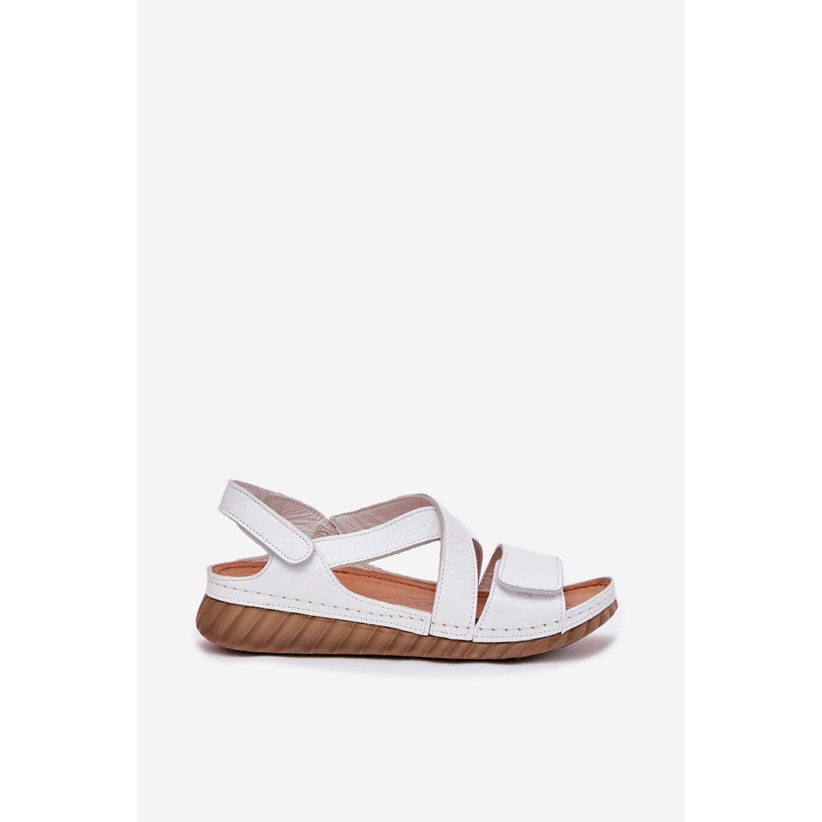 Dámske Kožené Sandále Na Suchý Zips Maciejka L6848-11 Bielé - Biela