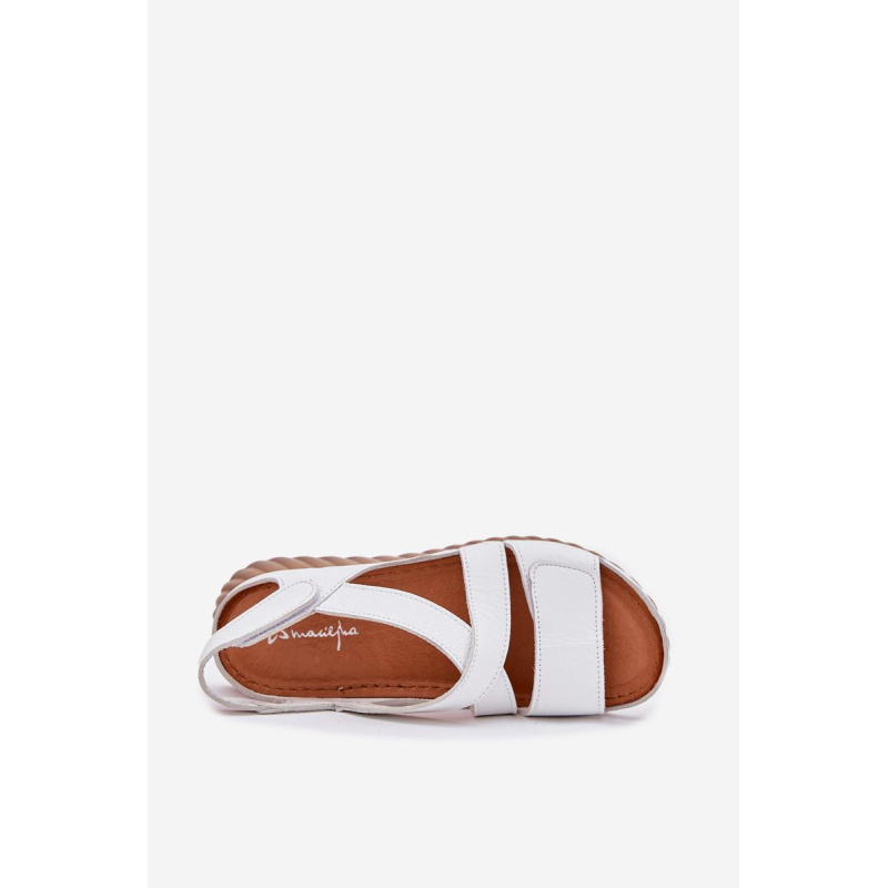 Dámske Kožené Sandále Na Suchý Zips Maciejka L6848-11 Bielé - Biela