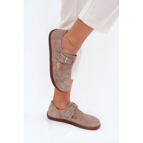 Semišové Polobotky Barefoot Dámske S Prackou Zazoo N1261 Béžové - Béžová