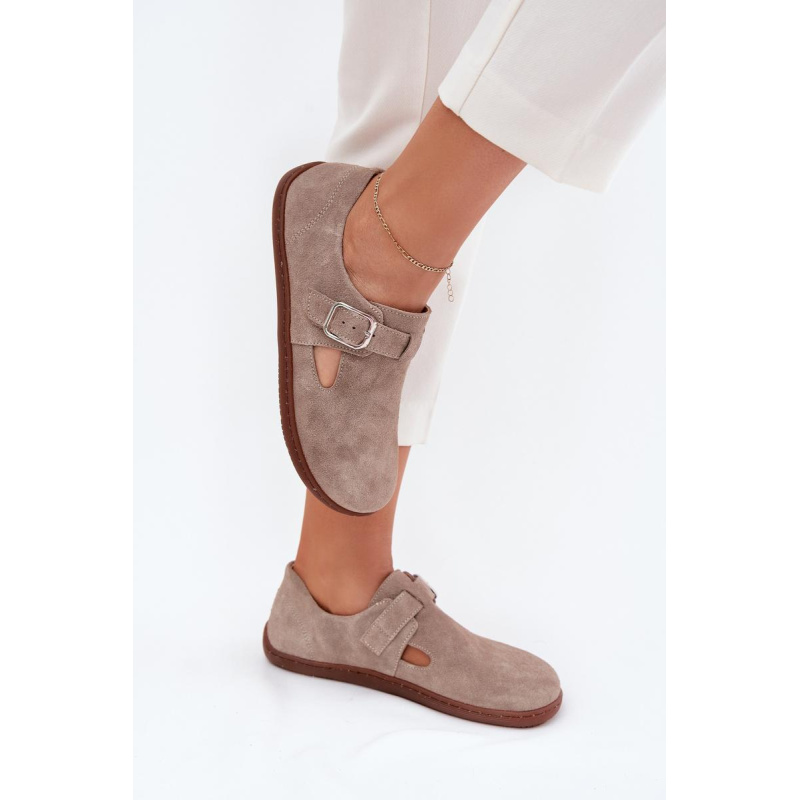 Semišové Polobotky Barefoot Dámske S Prackou Zazoo N1261 Béžové - Béžová