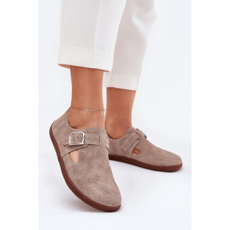 Semišové Polobotky Barefoot Dámske S Prackou Zazoo N1261 Béžové - Béžová