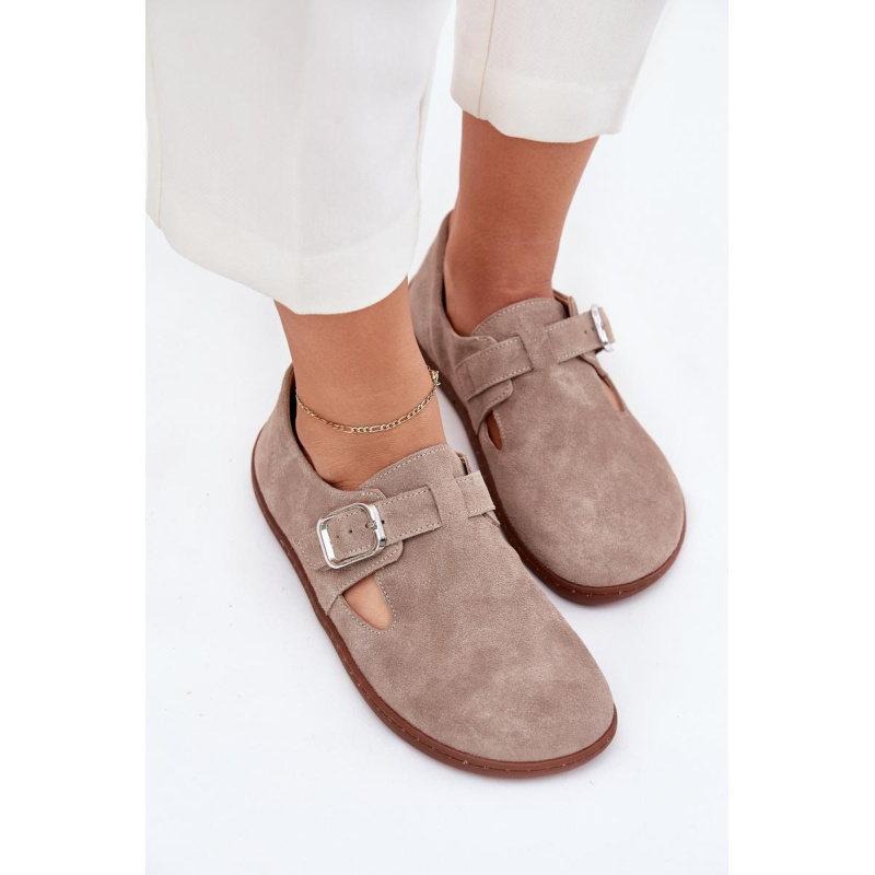 Semišové Polobotky Barefoot Dámske S Prackou Zazoo N1261 Béžové - Béžová