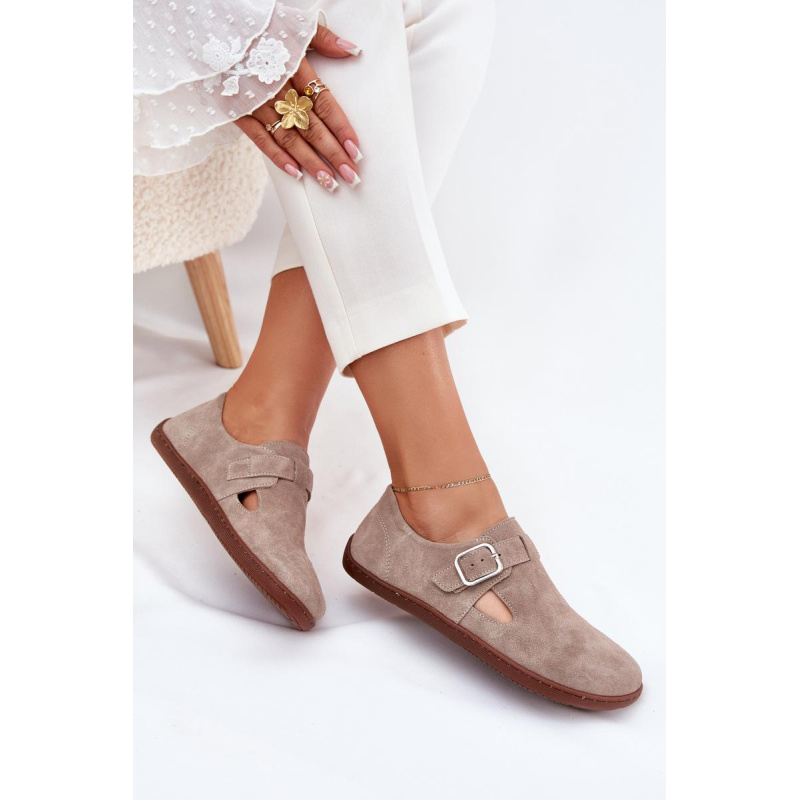 Semišové Polobotky Barefoot Dámske S Prackou Zazoo N1261 Béžové - Béžová
