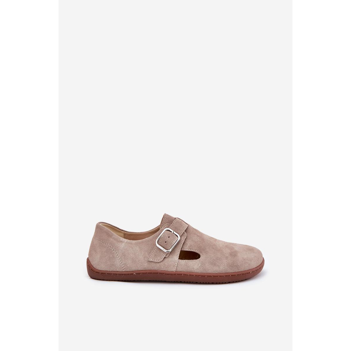 Semišové Polobotky Barefoot Dámske S Prackou Zazoo N1261 Béžové - Béžová