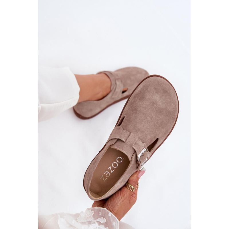 Semišové Polobotky Barefoot Dámske S Prackou Zazoo N1261 Béžové - Béžová
