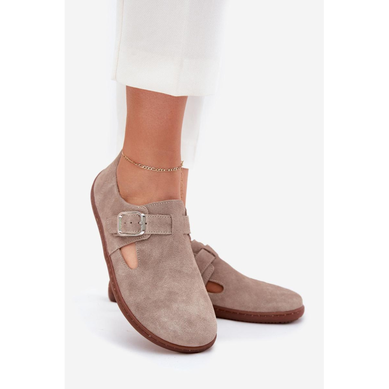 Semišové Polobotky Barefoot Dámske S Prackou Zazoo N1261 Béžové - Béžová