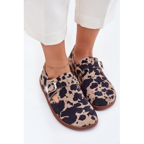Semišové Polobotky Barefoot Dámske S Prackou Patches Zazoo N1261 Hnedo-Bežové - Odtiene hnedej a béžovej