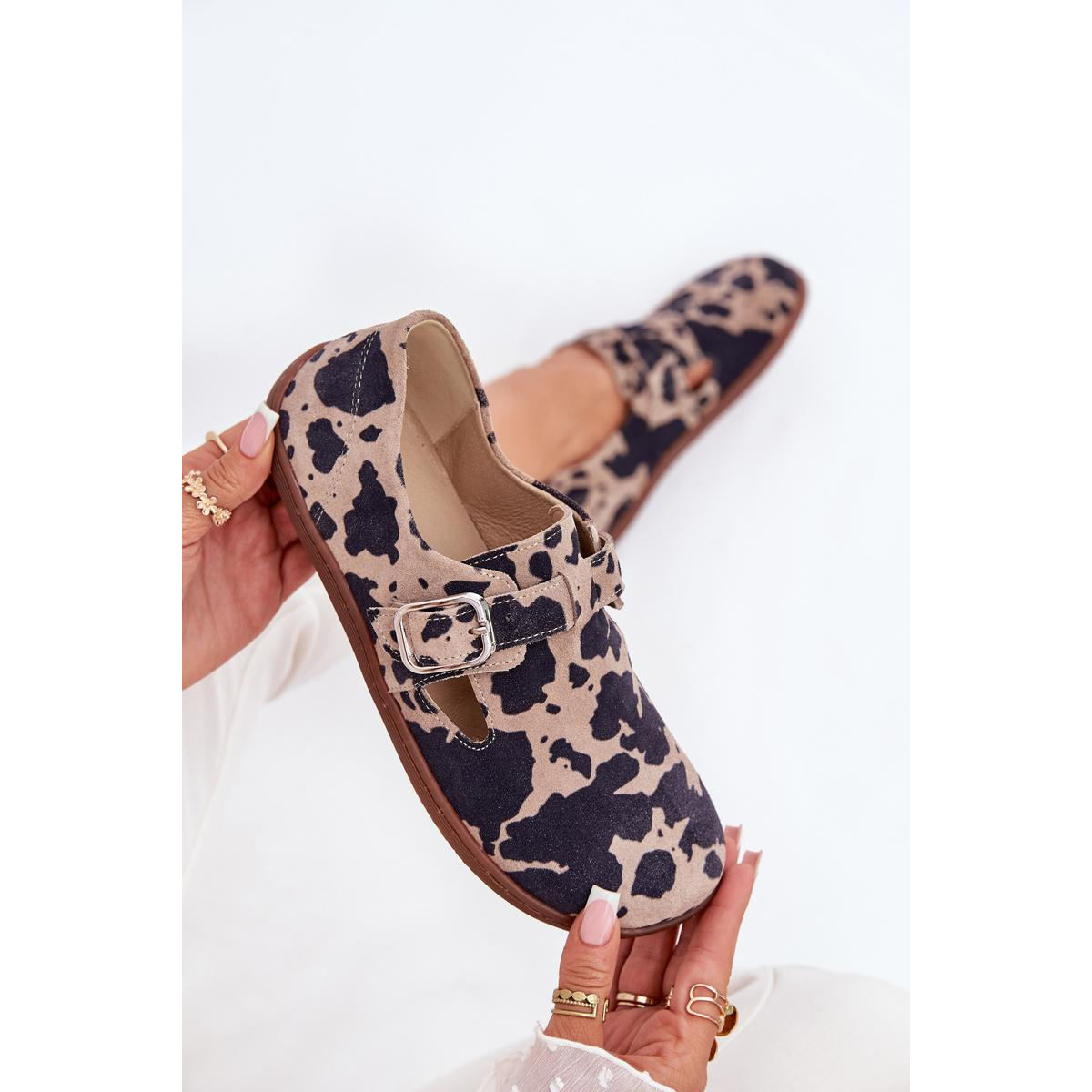 Semišové Polobotky Barefoot Dámske S Prackou Patches Zazoo N1261 Hnedo-Bežové - Odtiene hnedej a béžovej