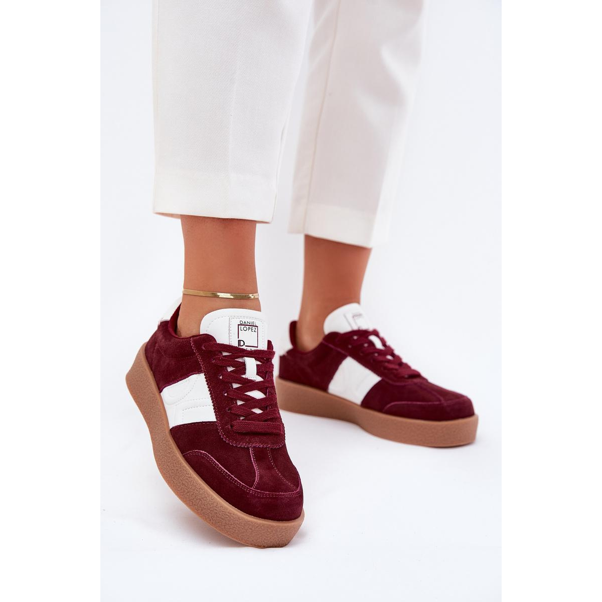 Semišové Sneakersy Dámske Daniel Lopez SS2D4023 Bordová - Odtiene červenej
