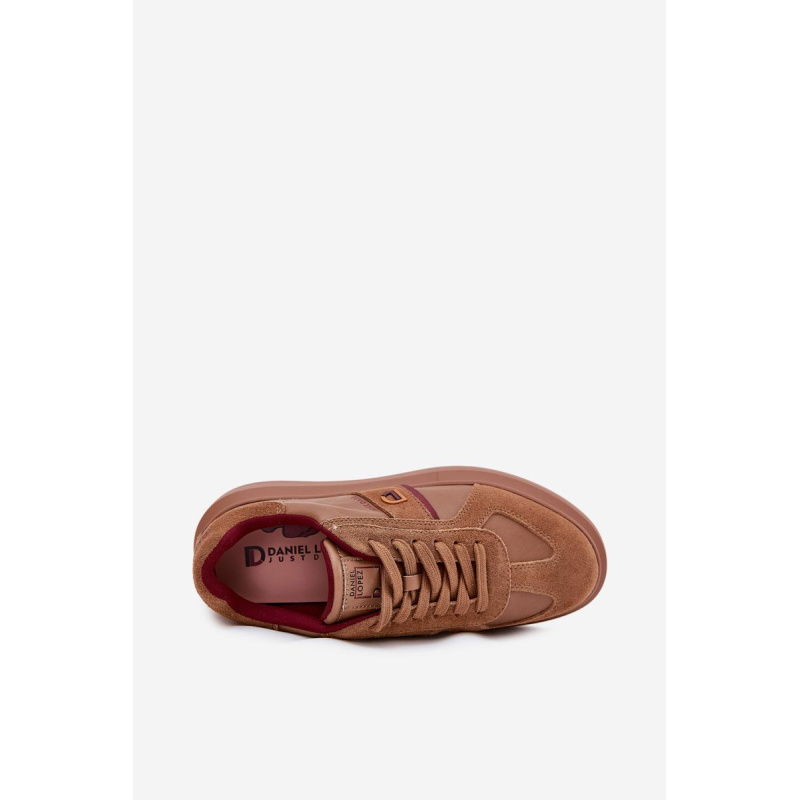 Dámske Kožené Sneakersy Na Platforme Daniel Lopez Just Dare SS2D4005 Hnedé - Odtiene hnedej a béžovej