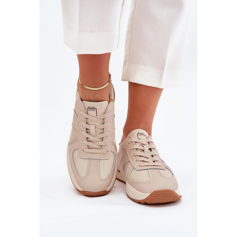 Kožené Dámske Športové Topánky Sneakers Daniel Lopez Just Dare SS2D4043 Béžové - Béžová