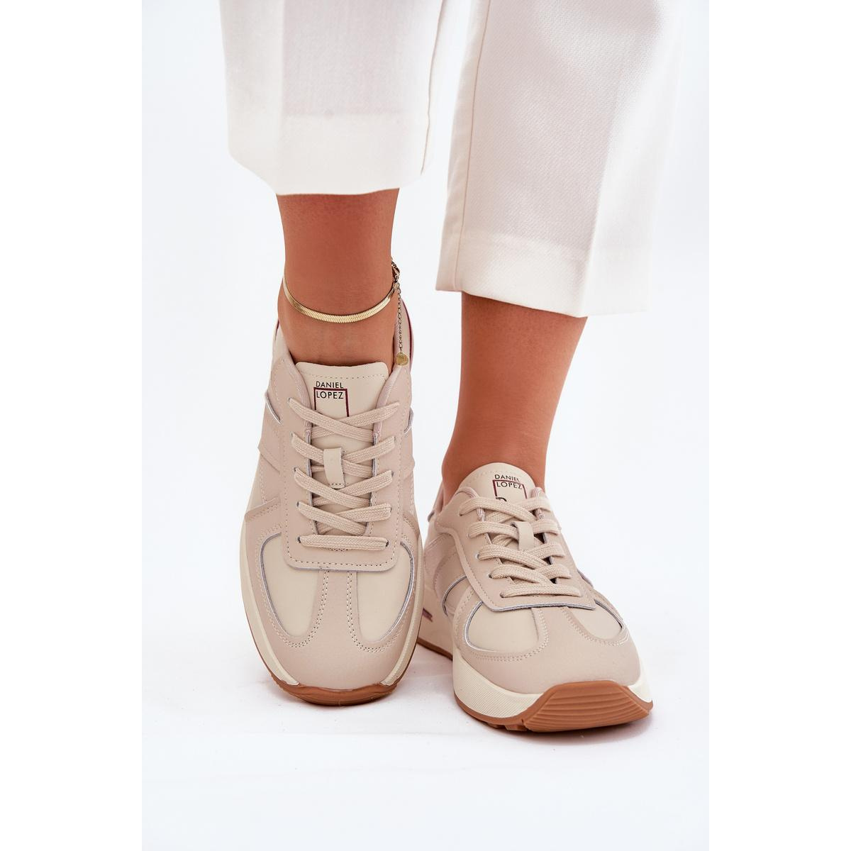 Kožené Dámske Športové Topánky Sneakers Daniel Lopez Just Dare SS2D4043 Béžové - Béžová