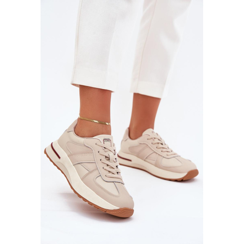 Kožené Dámske Športové Topánky Sneakers Daniel Lopez Just Dare SS2D4043 Béžové - Béžová