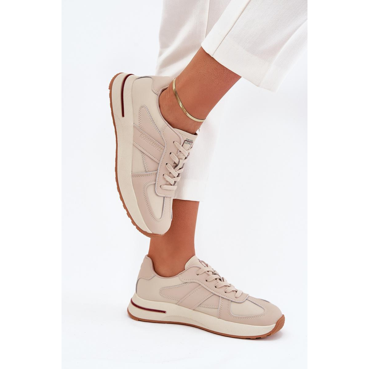 Kožené Dámske Športové Topánky Sneakers Daniel Lopez Just Dare SS2D4043 Béžové - Béžová