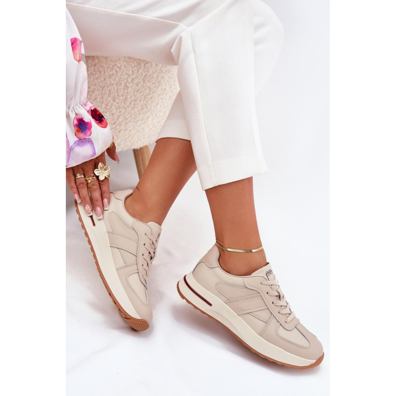 Kožené Dámske Športové Topánky Sneakers Daniel Lopez Just Dare SS2D4043 Béžové - Béžová