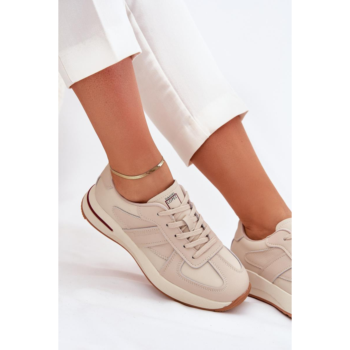 Kožené Dámske Športové Topánky Sneakers Daniel Lopez Just Dare SS2D4043 Béžové - Béžová