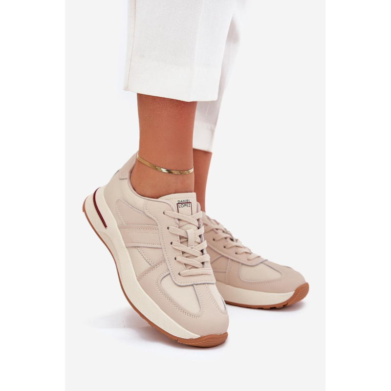 Kožené Dámske Športové Topánky Sneakers Daniel Lopez Just Dare SS2D4043 Béžové - Béžová
