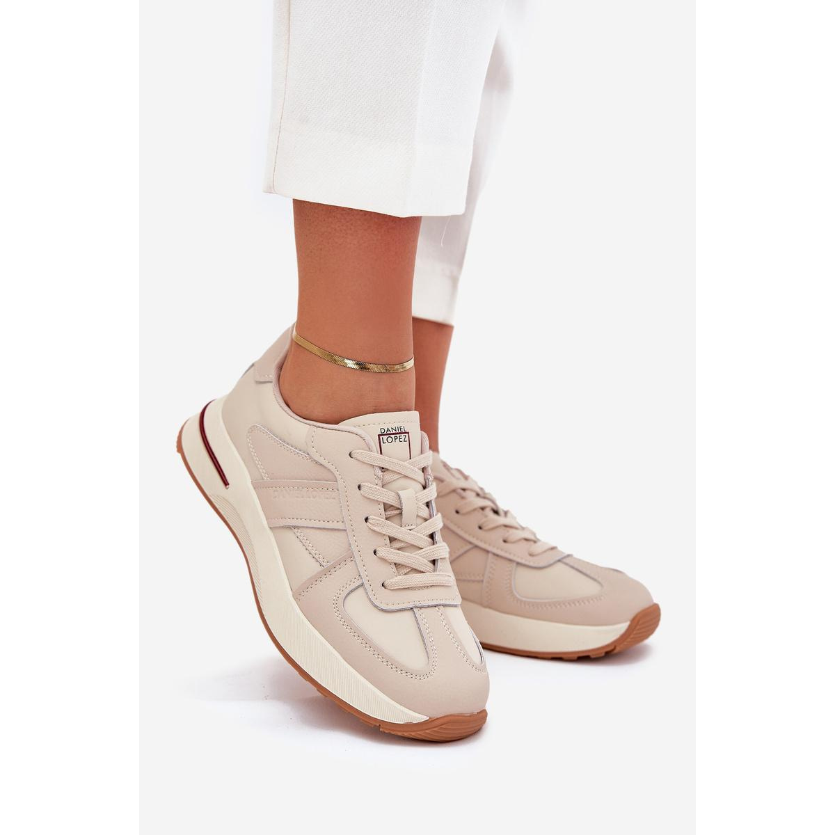 Kožené Dámske Športové Topánky Sneakers Daniel Lopez Just Dare SS2D4043 Béžové - Béžová
