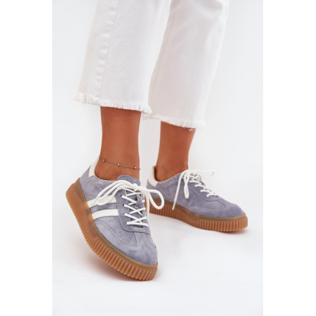 Semišové dámske sneakersy na platforme modré Marisae - Modrá